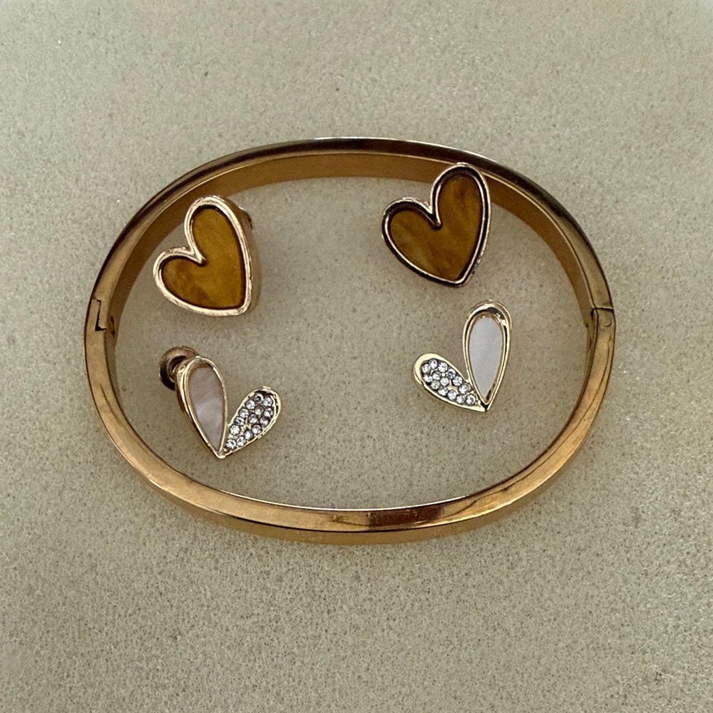 Gold and Brown Heart Jewelry Bundle